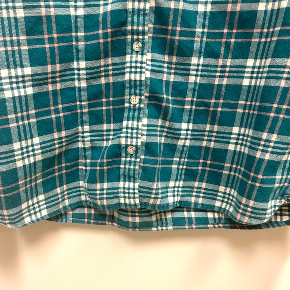 LL bean button down shirt WOMENS XS green plaid 100% cotton flannel warm preppy - Picture 4 of 11